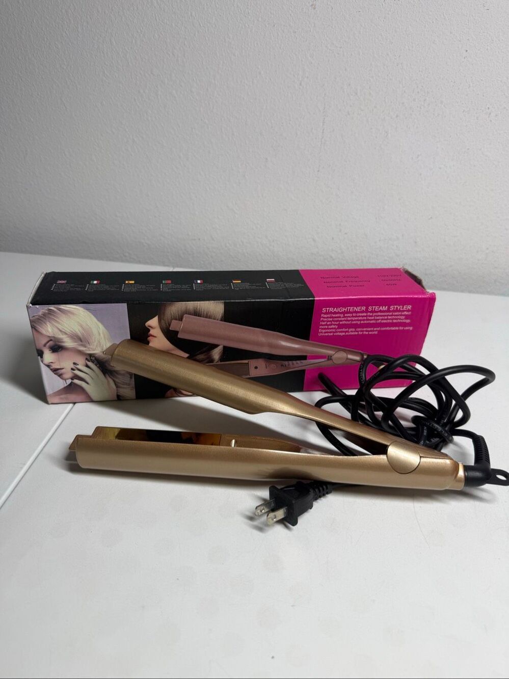 Steam Hair Straightener Styler Gold 110V 220V Universal Voltage 45W